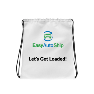 Easy Auto Ship Drawstring Bag – White Cinch Sack with Logo and “Let’s Get Loaded!” Print